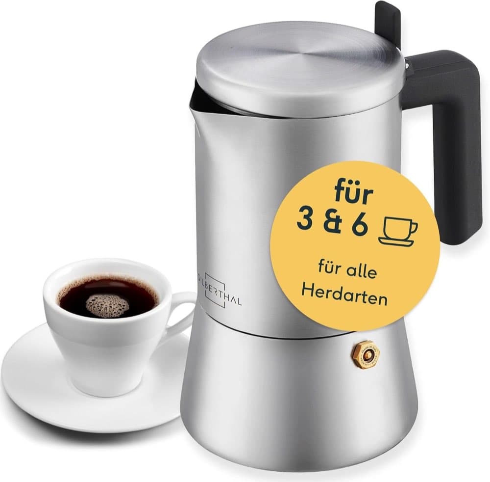 SILBERTHAL Espressokocher 6 Tassen Edelstahl Induktion