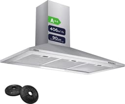 CIARRA CBCS9201 Pyramide 90 cm silber – Testsieger im Dunstabzugshaube 90 cm-Vergleich