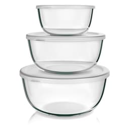 Glasschüssel – Arendo Glasschüssel 3er 1,1–4,4 l mit Deckel