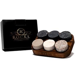 Granit-Eiswürfel – R.O.C.K.S. 6 Rund + Holz