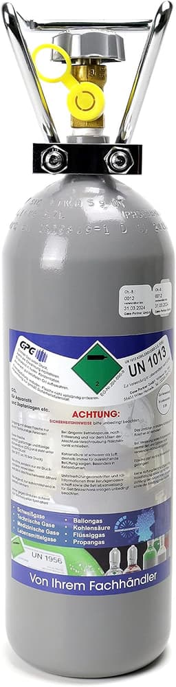 CO2-Flasche 2 kg – Gase Partner 2 kg CO₂ Eigentumsflasche Thekenversion