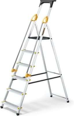 DRABEST DRABEST PRO Aluleiter 6 Stufen mit Handläufen