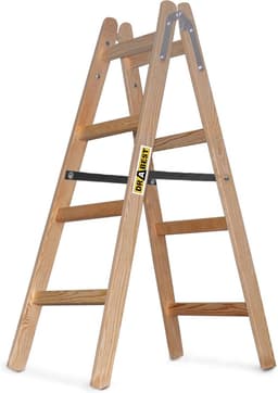 Holzleiter – Testsieger DRABEST Holzleiter 2×4 mit Eimerhaken
