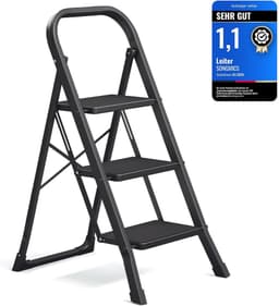 SONGMICS SONGMICS Trittleiter 3 Stufen (Schwarz)
