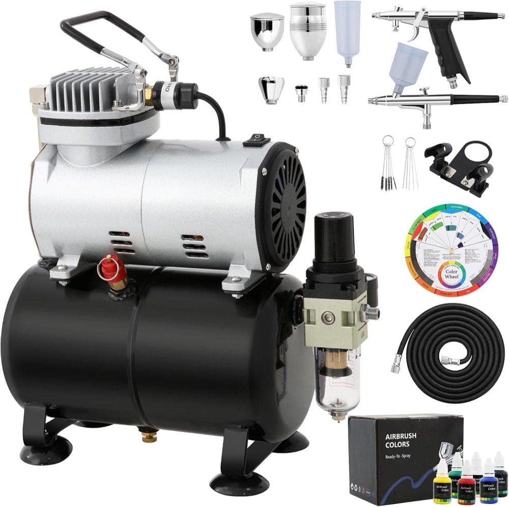 GUIVACI Airbrush-Set mit Tank & 2 Pistolen