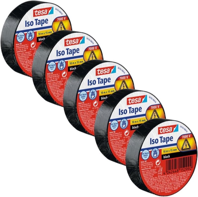 tesa Iso Tape Isolierband 5× 15 mm × 10 m schwarz