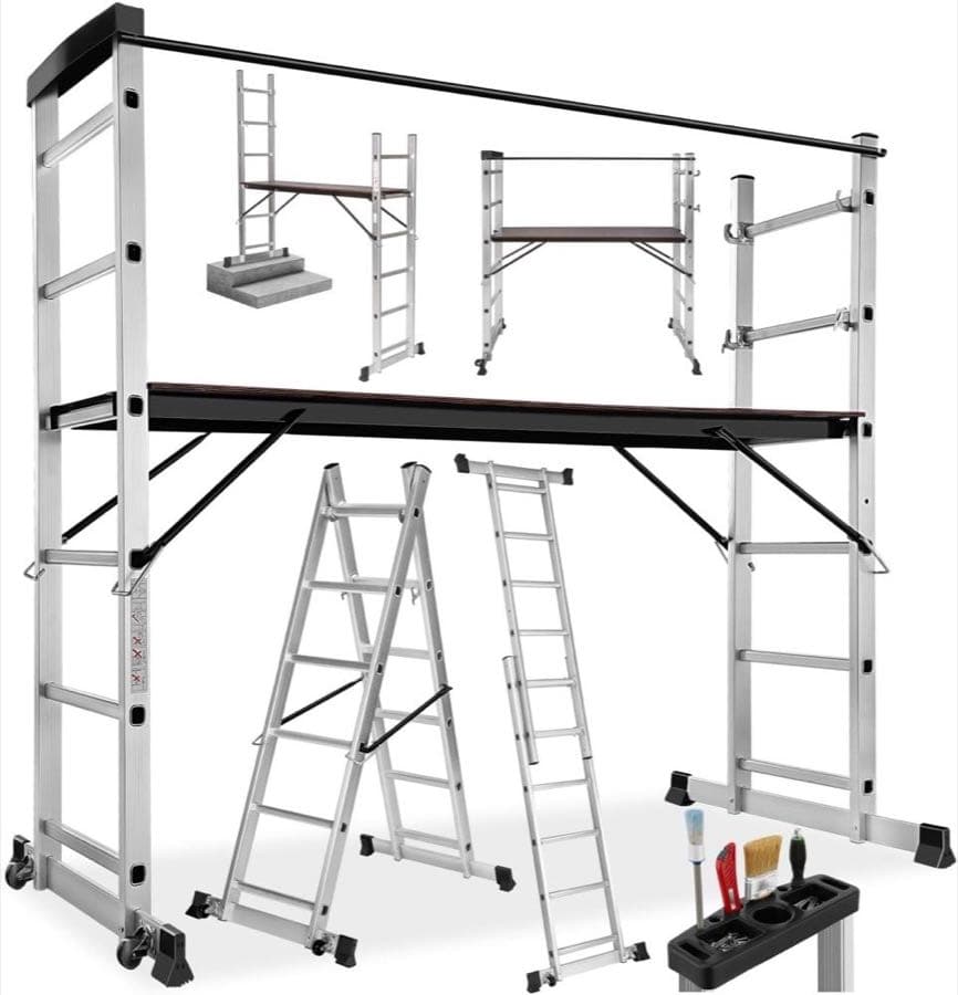 TecTake 4-in-1 Mehrzweckleiter-Gerüst, 150 kg