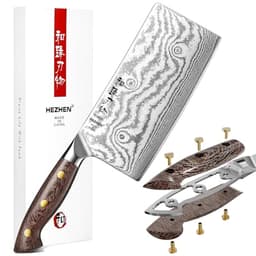 HEZHEN 18 cm Damast Hackmesser (Micarta)