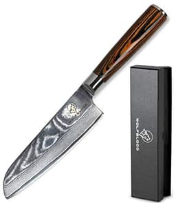 Damastmesser – Wolfblood Damast-Santoku 13 cm (Gesamt 24 cm)