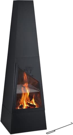 Relaxdays Relaxdays Gartenkamin Pyramide mit Grill