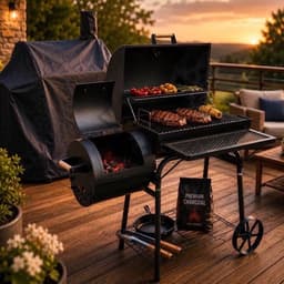 Smoker – Testsieger DRULINE Offset-Smoker mit Abdeckhaube