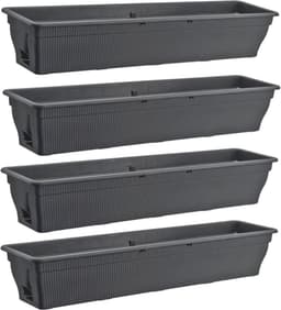 BURI Balkonkasten 100 cm 4er Set Wasserspeicher Anthrazit