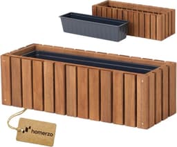 HOMERZO HOMERZO Holz Pflanzkasten mit Einsatz 65 cm