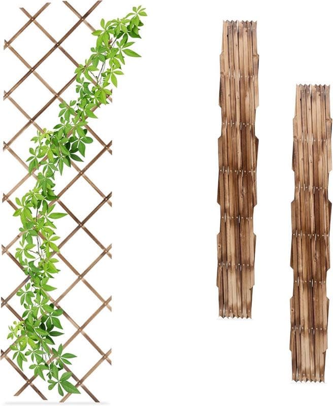 Relaxdays Rankgitter 3er Set 180×60 cm geflammt