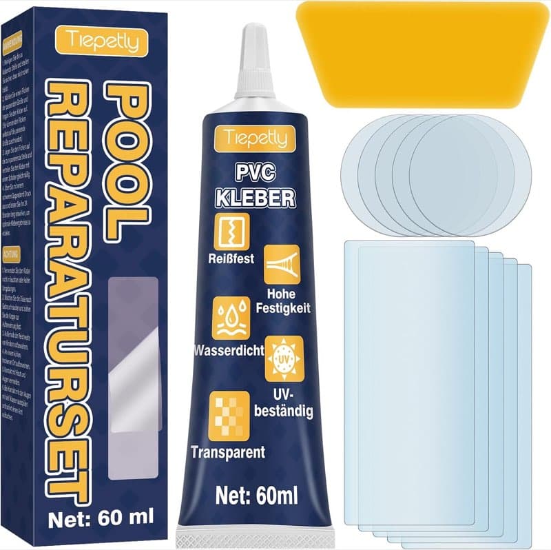 Tiepetly Reparaturset Flicken + 60 ml PVC-Kleber