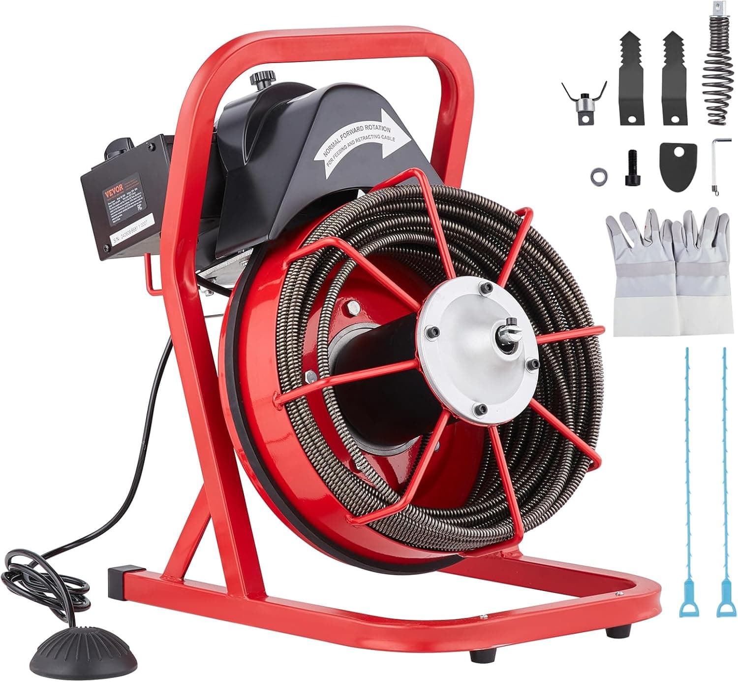 VEVOR 250W Rohrreinigungsmaschine 22,86m mit Trommel