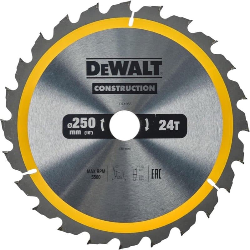 DEWALT Kreissägeblatt 250×30 24T nagelfest DT1956-QZ