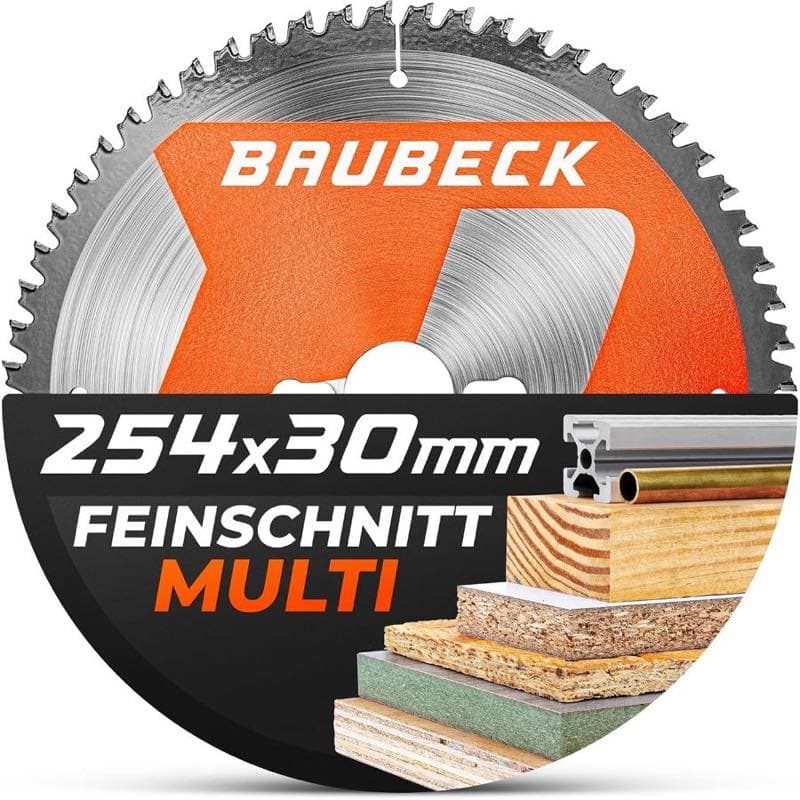 BAUBECK Sägeblatt 254×30 Feinschnitt 80Z Holz & Alu