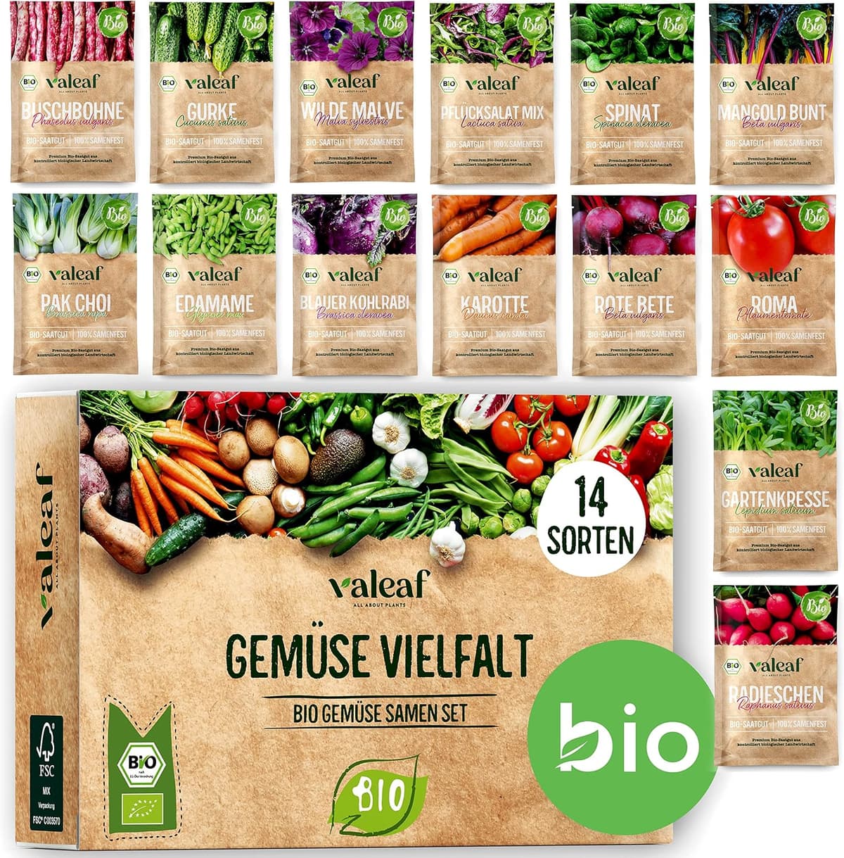 valeaf BIO Gemüse Samen Set (14 Sorten)