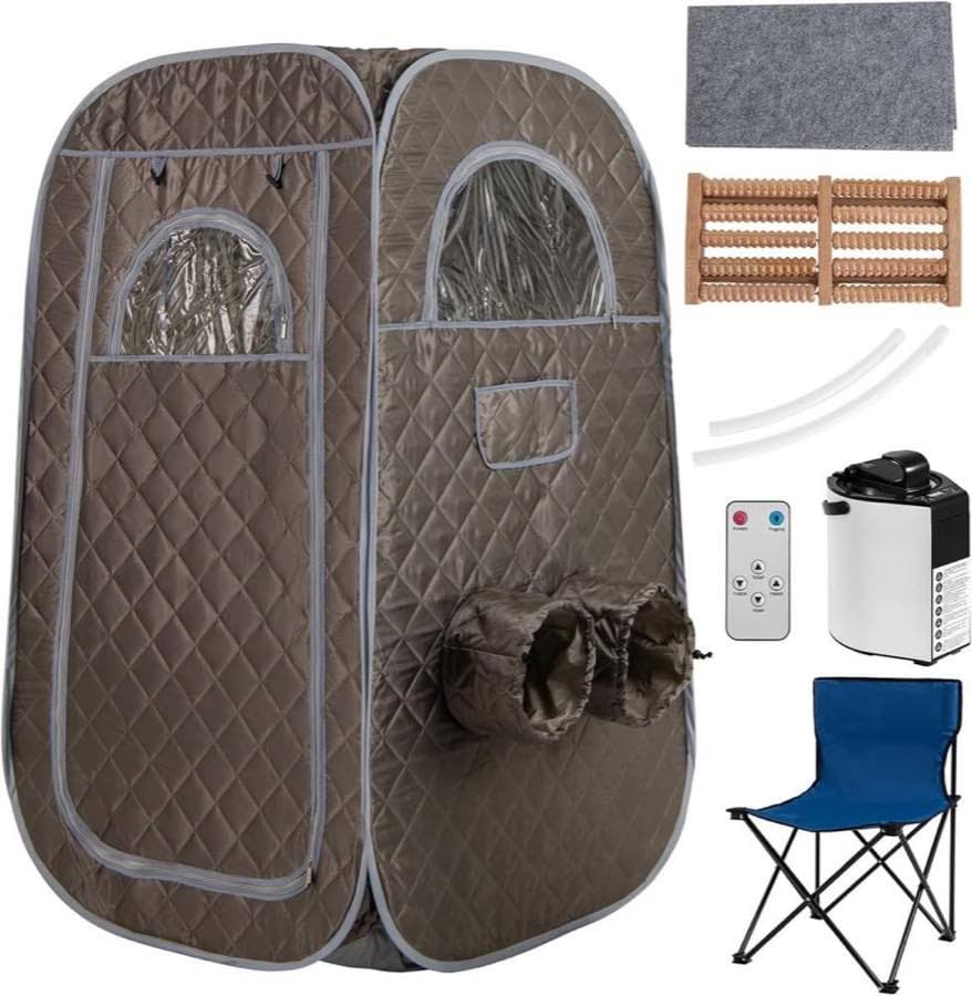 COSTWAY Dampfsauna Pop-up 89 x 89 x 149 cm Grau