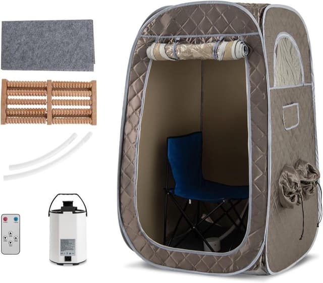 HOMASIS Dampfsauna Pop-up 89 x 89 x 149 cm Grau