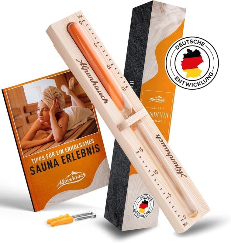 ALPENHAUCH Sauna Sanduhr 15 Minuten Naturholz