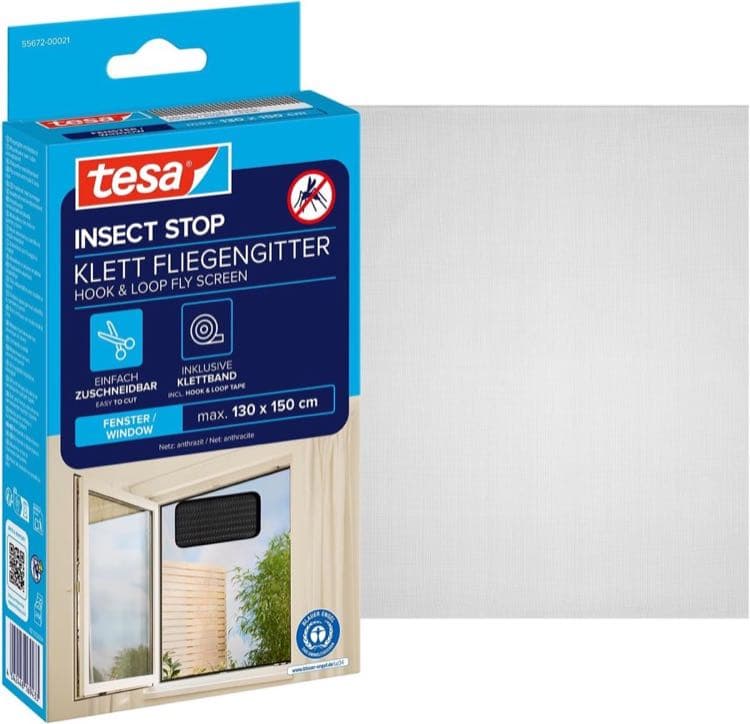 tesa Insect Stop Klett 130×150 cm Anthrazit
