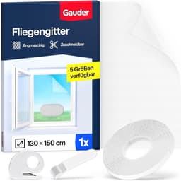 GAUDER Fliegengitter Fenster Klett 130×150 (Weiß)