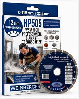 WSW Diamanttechnik WSW HP505 Diamanttrennscheibe 115 mm, Turbo 12 mm, Bohrung 22,2 mm