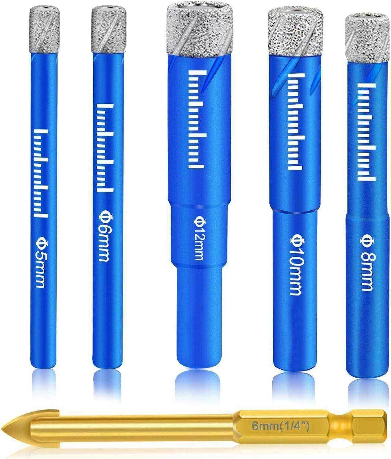 Surfen Surfou DiamantbohrerSet (5, 6, 8, 10, 12 mm) für Feinsteinzeugfli
