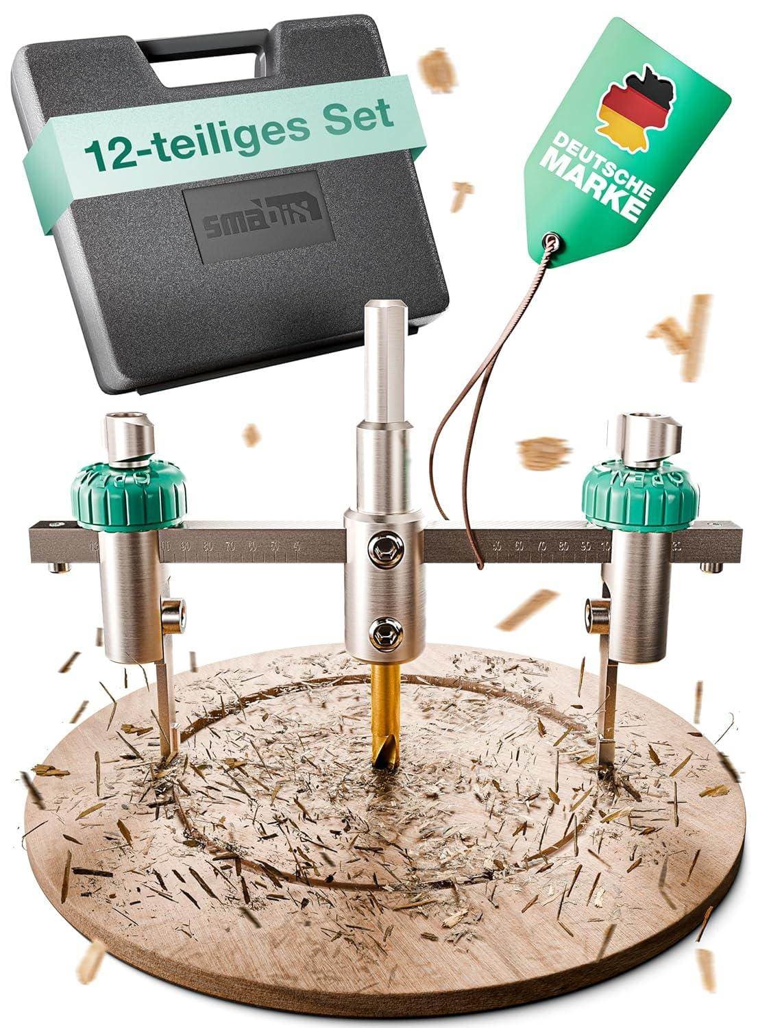 KreisschneiderSet, 12teilig, 40–120 mm, einstellbare Lochgröße, inklusive Aufbewahrungs...