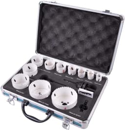 Makita Makita D47298 BiM LochsägenSet, 14teilig im Aluminiumkoffer, BimetallLochsägen, Durchmesser 19–75 mm, Schnitttiefe 38 mm, für Holz, Metall, Aluminium und Kunststoff