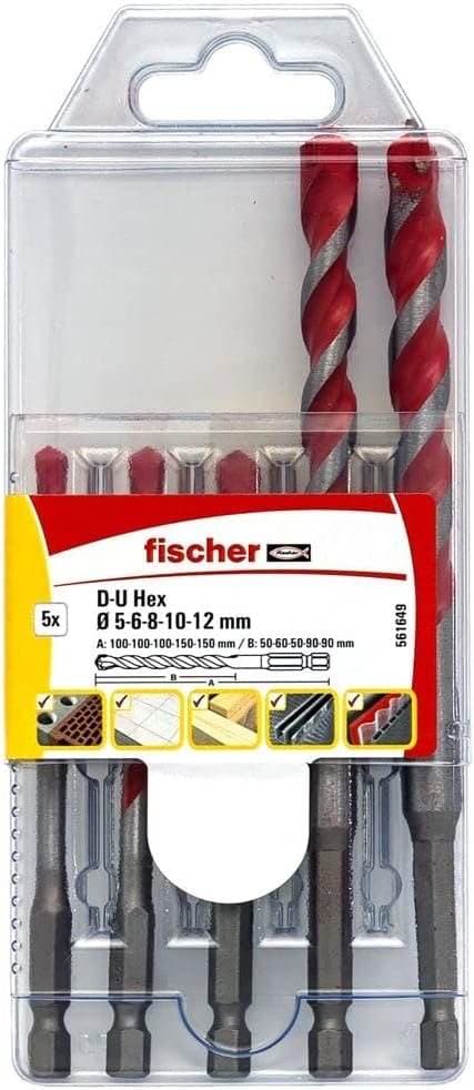 fischer Universal-Bohrerset 5-teilig (5–12 mm)