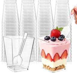 Hsxfl Hsxfl 50×150 ml Plastik-Dessertbecher mit Löffeln