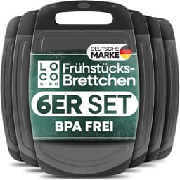 Loco Bird Frühstücksbrettchen 6er mit Ständer grau