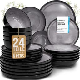 Geschirr-Set – Testsieger Pure Living Ibiza Steingut 24-tlg. Grau