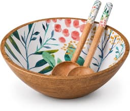 Decorasian Decorasian Mangoholz-Schüssel mit Emaille 25 cm
