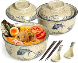 HLWDXno1 HLWDXno1 Ramen-Set 2×800 ml mit Deckel Fisch