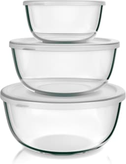 Arendo Arendo Glas-Salatschüssel 3er mit Deckel (bis 4,4 L)