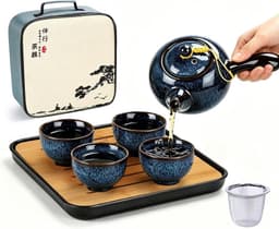 DUJUST DUJUST Gongfu-Teeset mit Tablett und Tasche