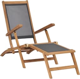vidaXL vidaXL Teak-Liegestuhl mit Fußablage