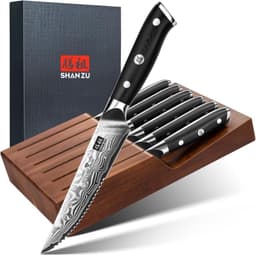 SHAN ZU SHAN ZU Damast-Steakmesser mit Block