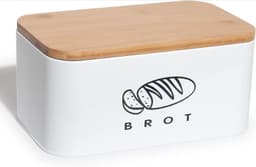 Theo&Cleo Theo&Cleo Metall-Brotkasten mit Bambusdeckel 30 cm weiß