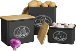 Lifewit Lifewit 3er Set Kartoffel Aufbewahrungsbox, zwiebel aufbewahrung, Schwarz