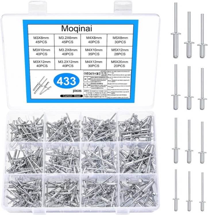 Moqinai 433-teiliges Alu-Blindnieten-Set