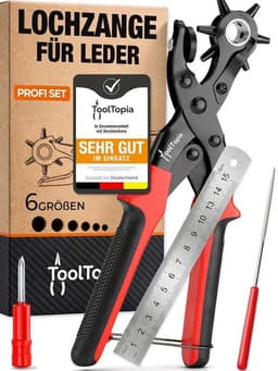 ToolTopia ToolTopia Revolver-Lochzange Komforthebel rot