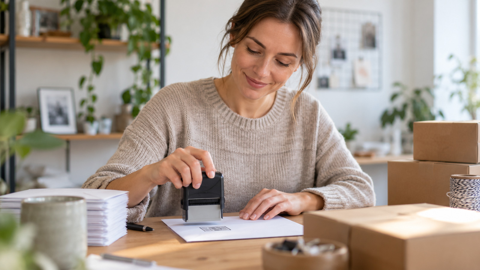 Adressstempel mit übersichtlich gesetzten Adresszeilen und gut lesbarem Abdruck