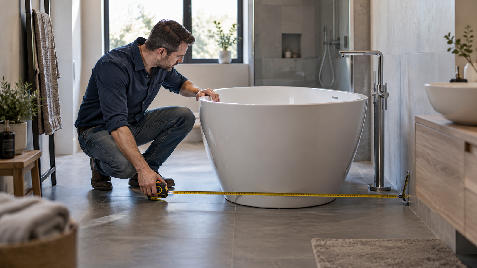 Freistehende Badewanne – Platz und Anschlüsse