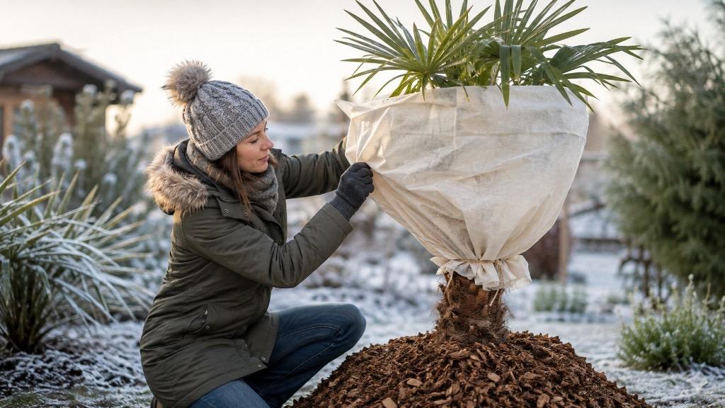 Palme überwintern: Herzschutz ohne Folienfalle