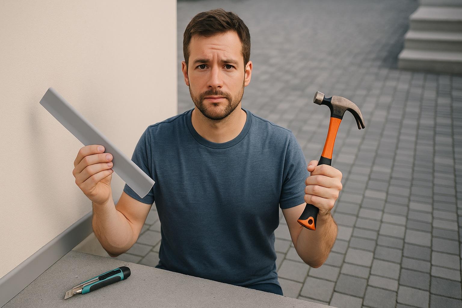Heimwerker mit Sockelleiste und Pflasterwerkzeug – DIY-Grenzen bei Verlegezubehör